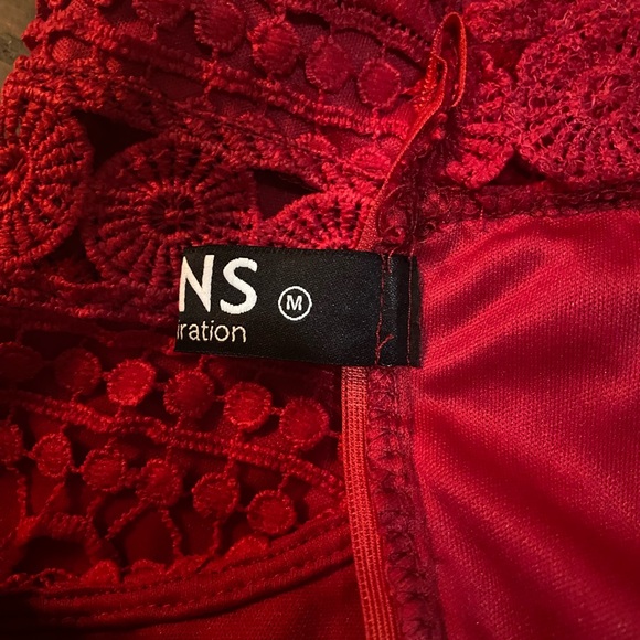 Red Eyelet Cocktail Dress - Picture 4 of 7